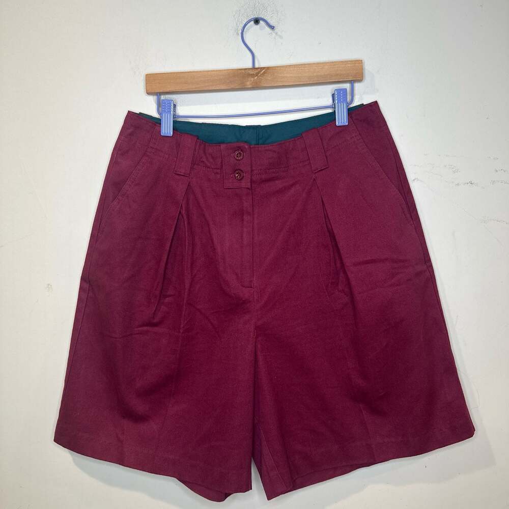 Vintage Tennis Core Burgundy Pleated Minimalist Shorts Large 12